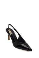 Woman Black Backless Thin Heeled Patent Leather Leather Shoes | Derimod