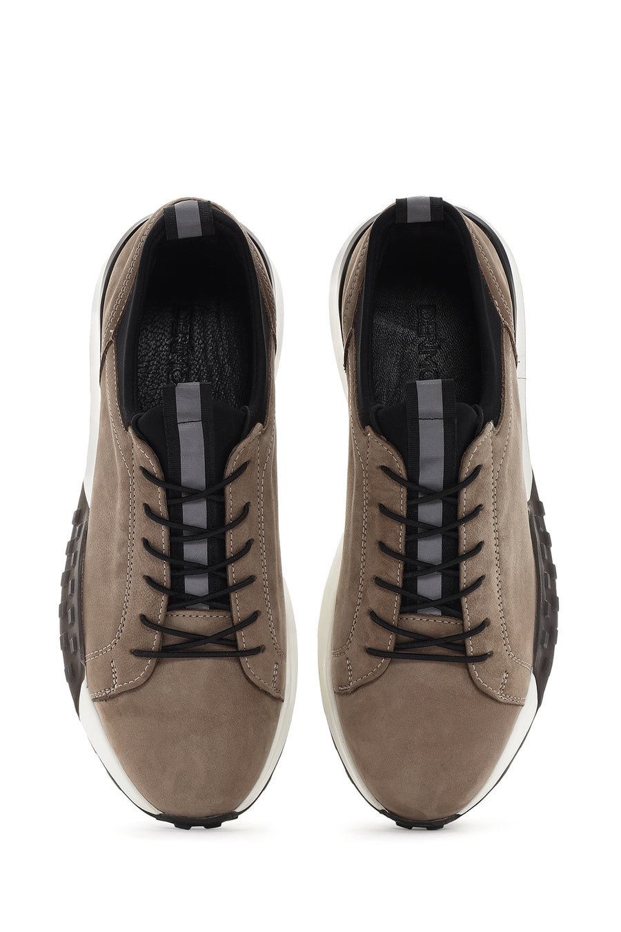Men's Beige Thick Sole Lace Up Leather Casual Sneaker