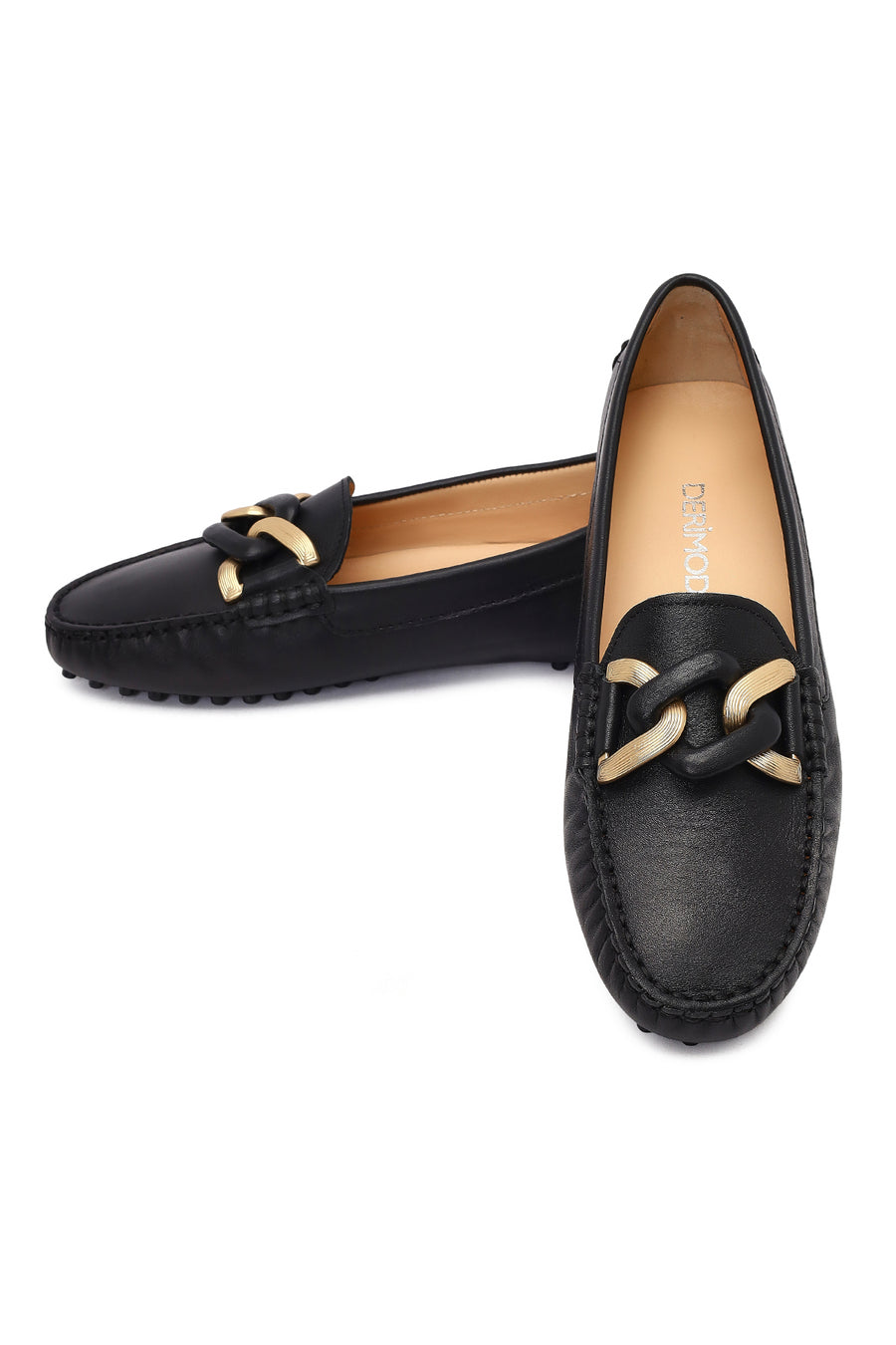 Women's Black Buckled Leather Loafer