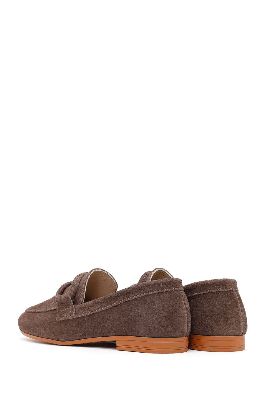 Women's Mink Buckled Suede Leather Masculine Loafer