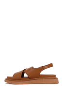 Women's Tan Strap Leather Comfort Sandals | Derimod