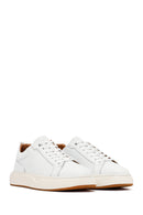 Men's White Lace-Up Thick-Soled Leather Sneakers | Derimod