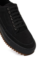 Erkek Siyah Bağcıklı Kalın Tabanlı Nubuk Deri Sneaker | Derimod