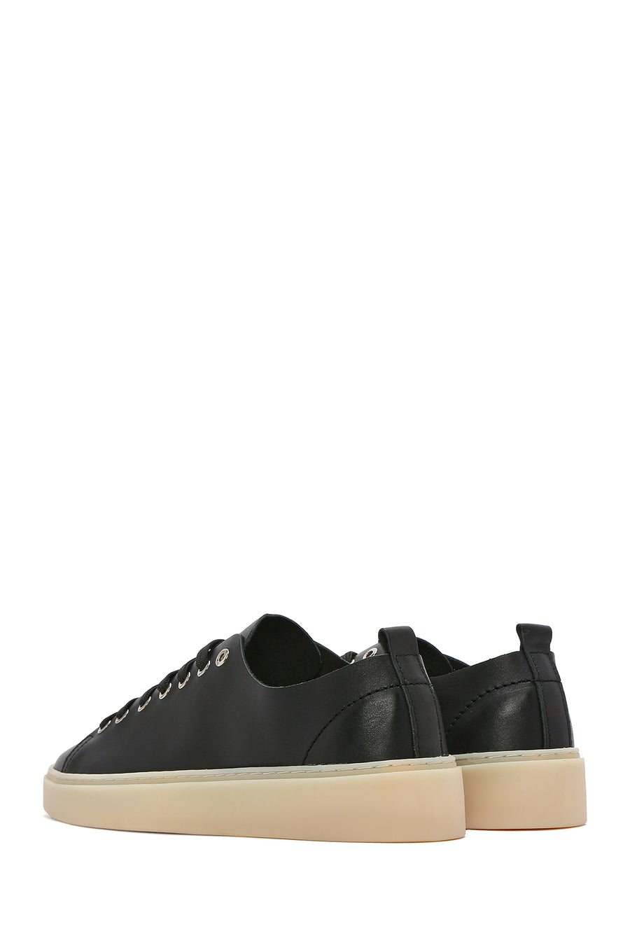 Men's Black Lace-up Leather Sneaker