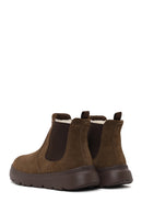 Male Brown Thick-Soled Suede Chelsea Boots | Derimod
