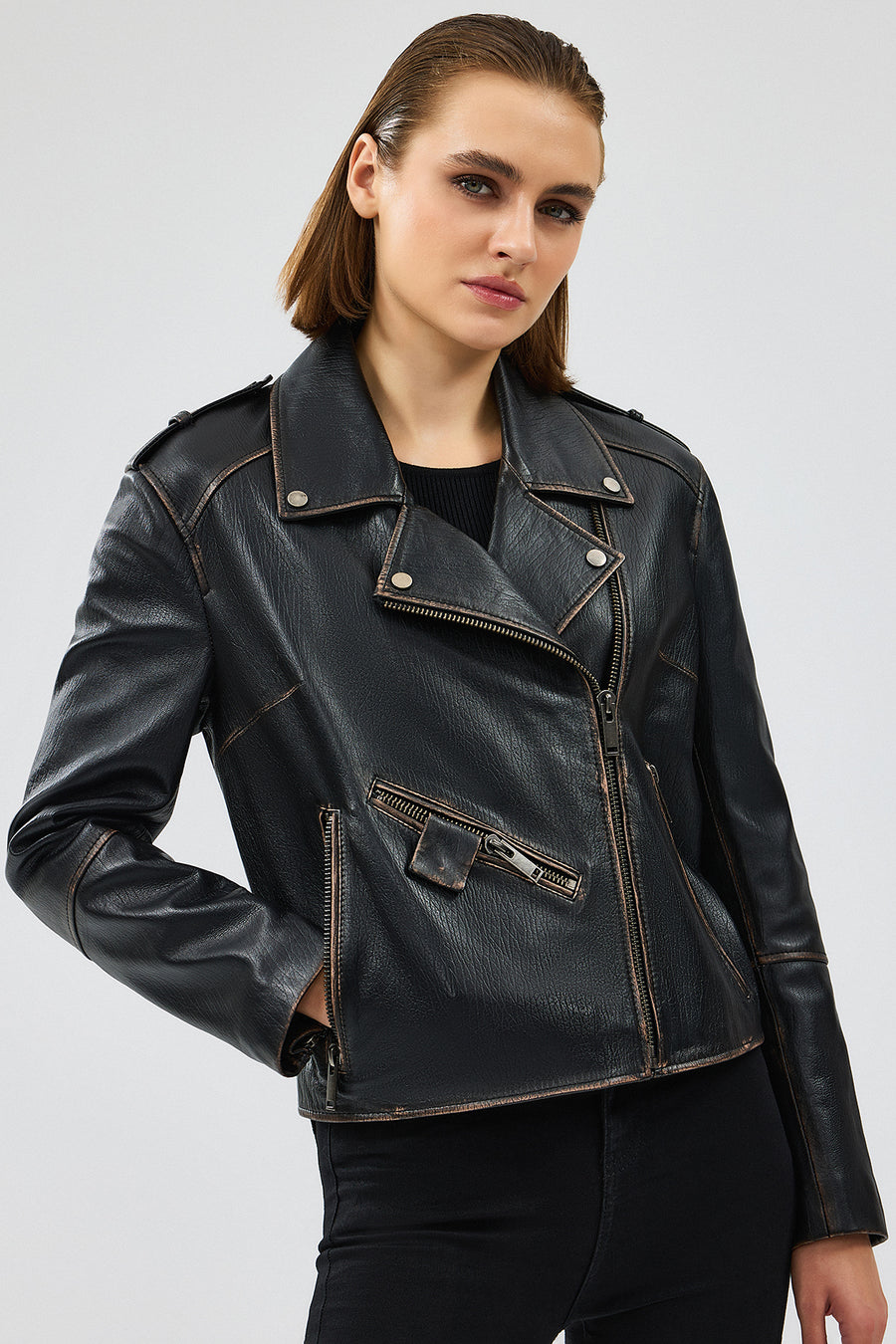 Oxford Women's Black Biker Leather Jacket