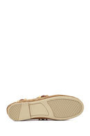 Women's Tan Suede Leather Loafer with Accessory Details | Derimod