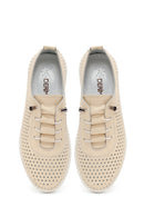 Woman Beige Leather Comfort Shoes | Derimod