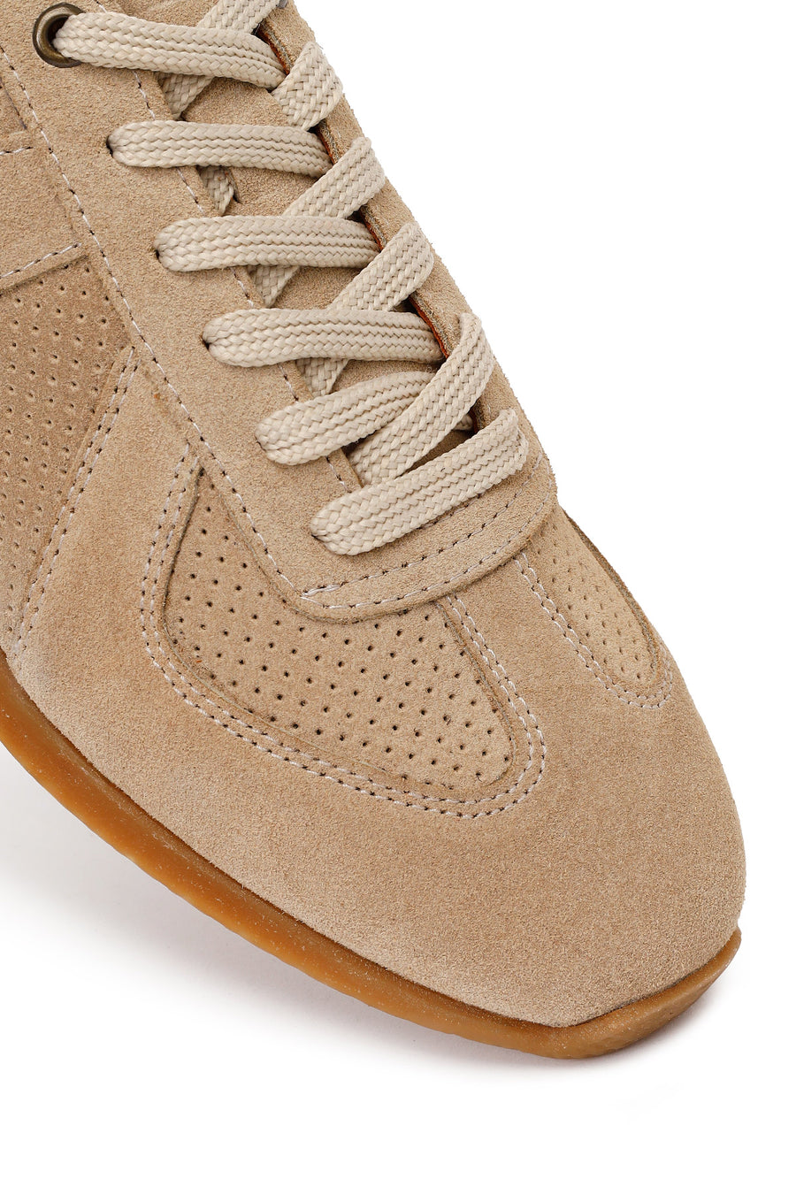 Erkek Bej Bağcıklı Süet Deri Sneaker