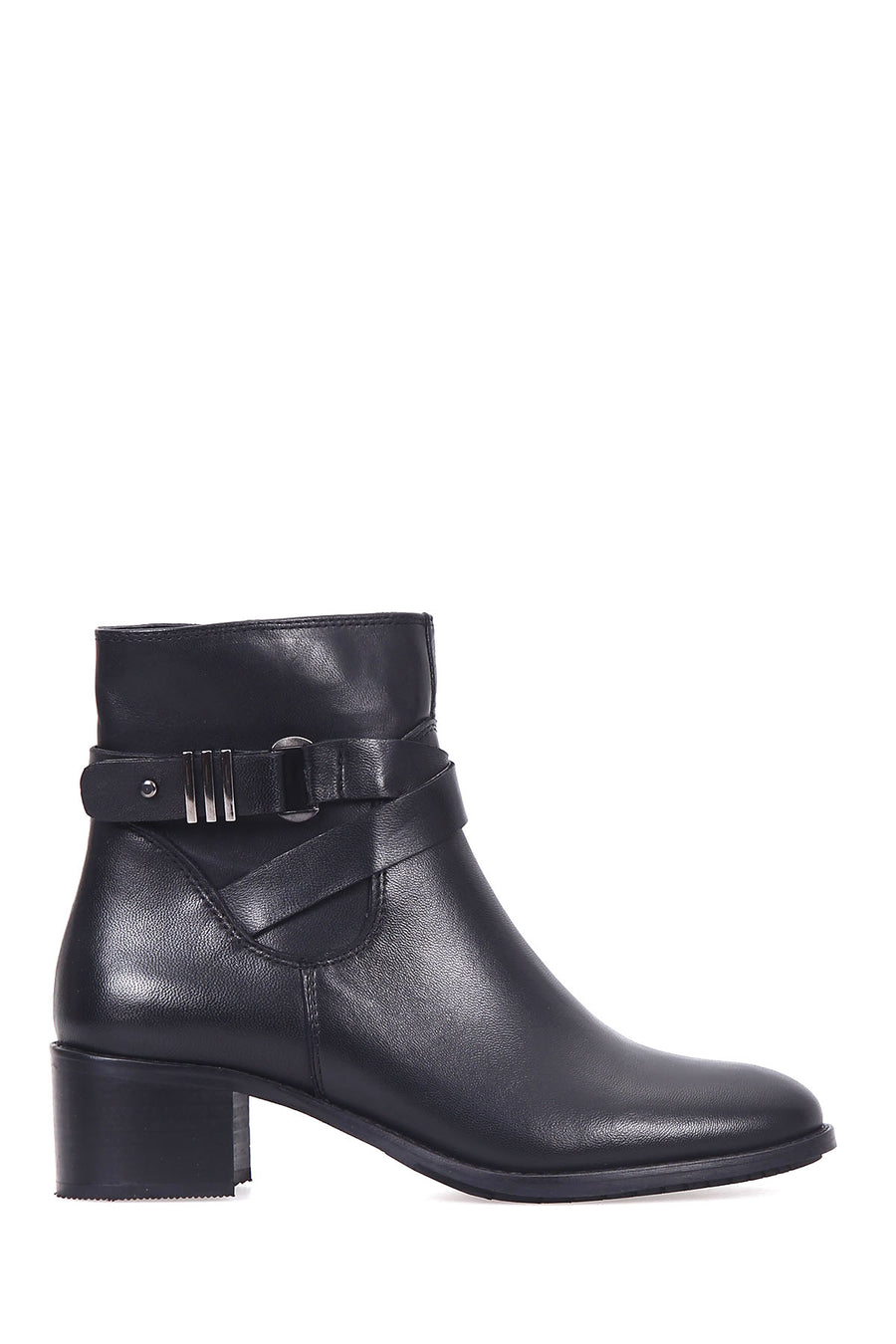 Women's Belted Leather Boots 18WFD148218 | Derimod
