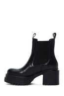 Women's Black Leather Heeled Chelsea Boots | Derimod
