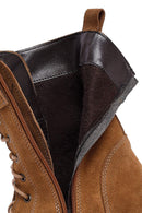 Woman Tan Zippered Suede Leather Boat | Derimod