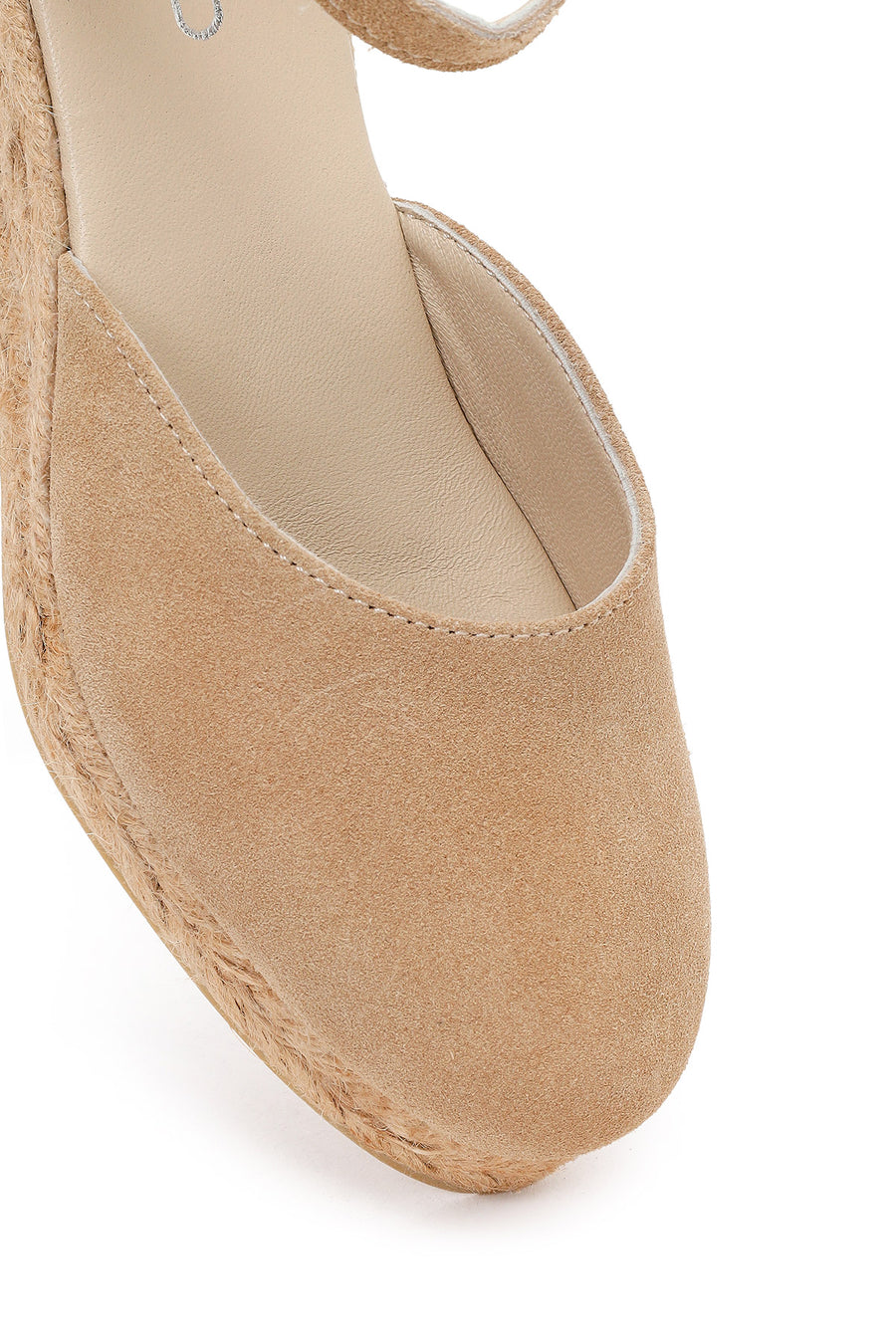 Women's Mink Ankle Strap Wedge Heel Suede Leather Espadrille Sandals
