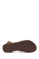 Woman Tan Ankle-Buckle Leather Bodrum Sandal | Derimod