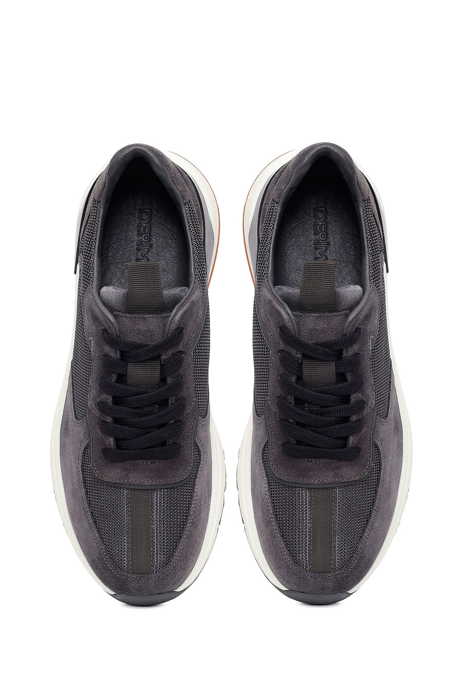 Male Gray Lace-Up Thick-Soled Leather Sneaker