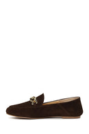 Woman Brown Buckled Suede Masculine Loafer | Derimod