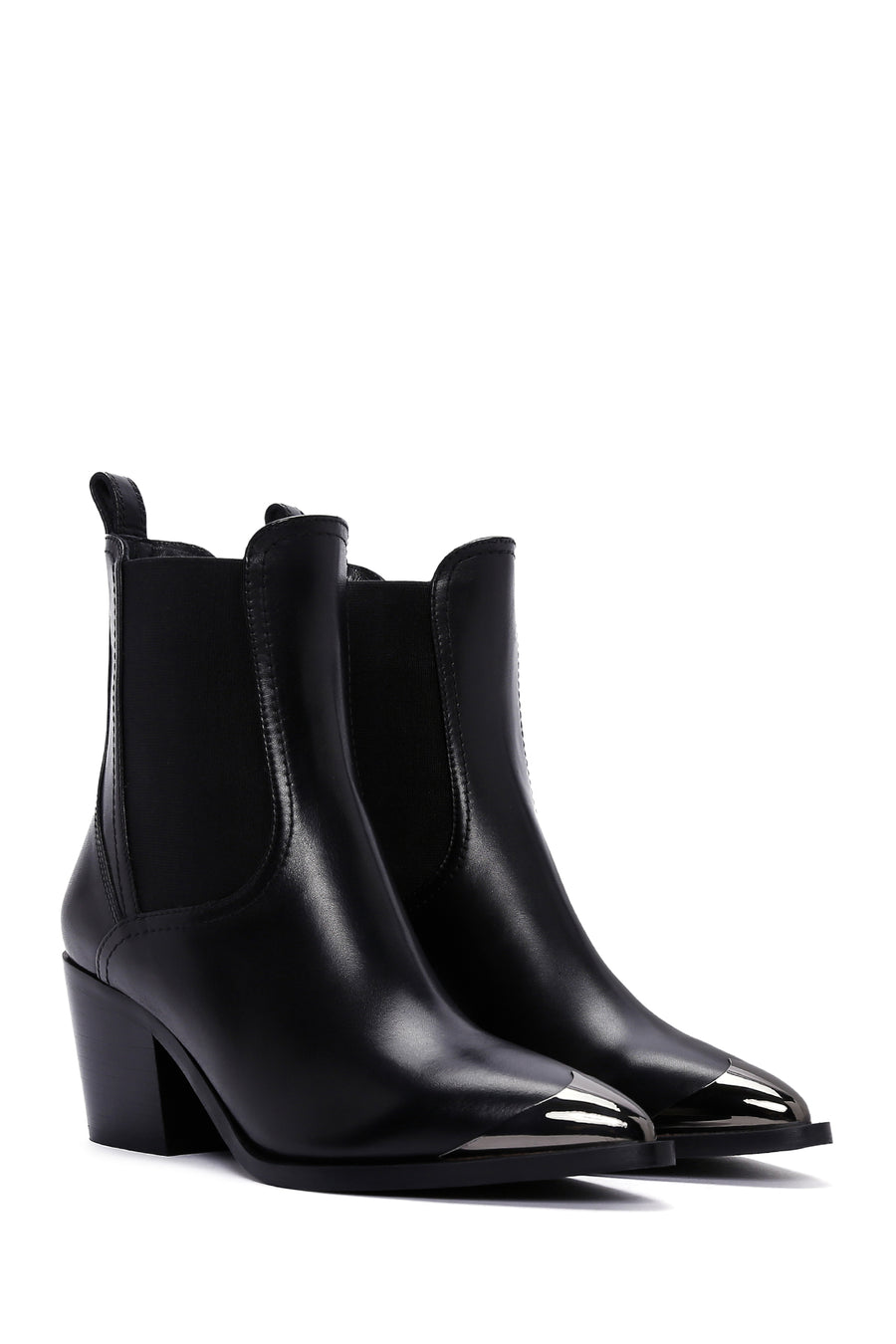 Women's Black Heeled Leather Chelsea Boots