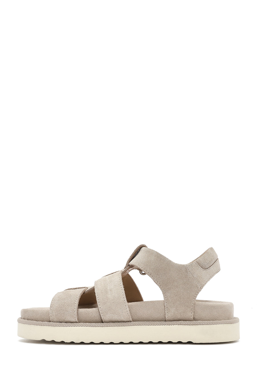 Women's Cream Thick Soled Suede Leather Sandals