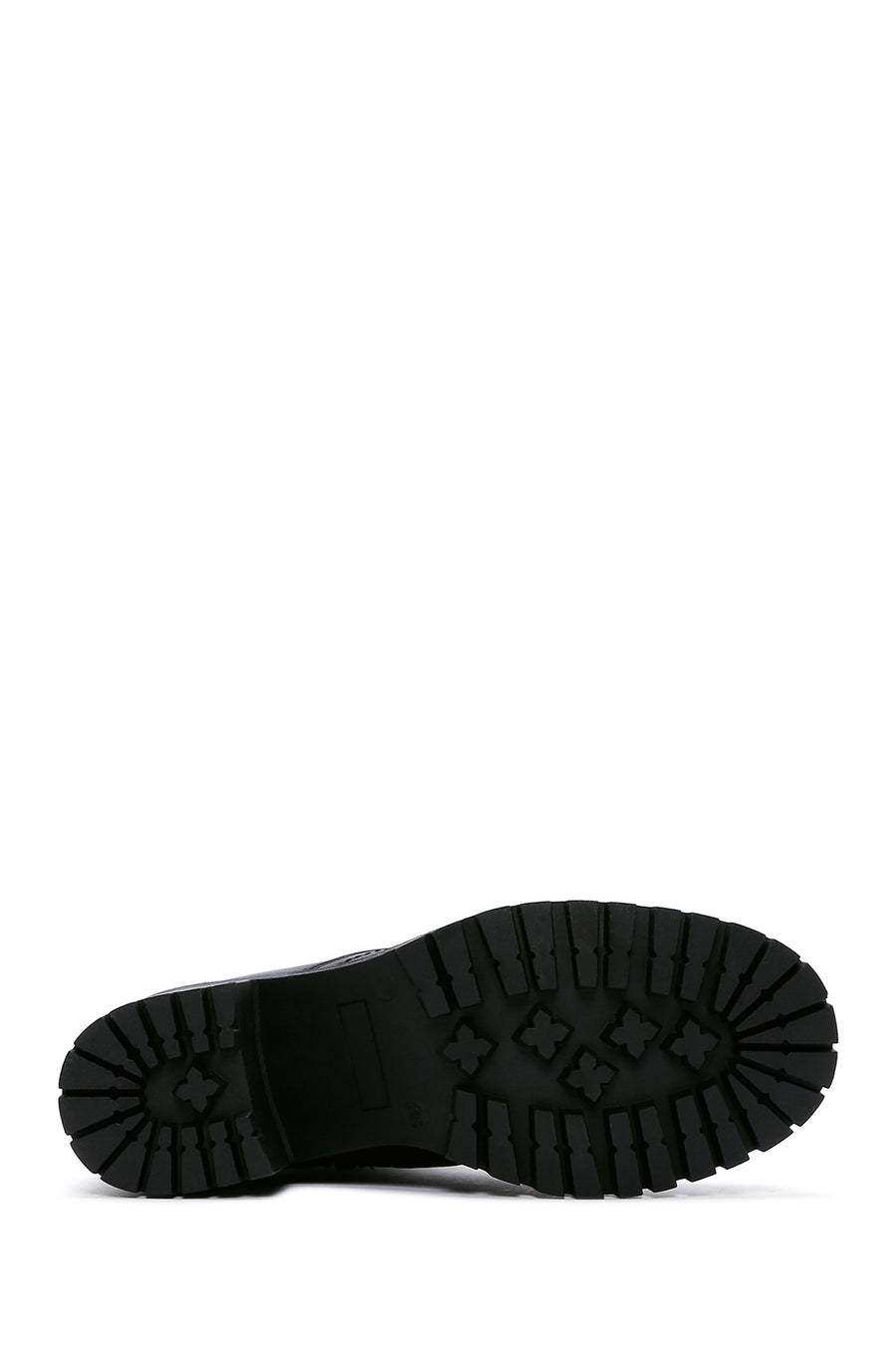 Women's Black Zippered Thick Heeled Leather Boots