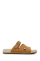 Woman Camel Strappy Nubuck Leather Slipper | Derimod