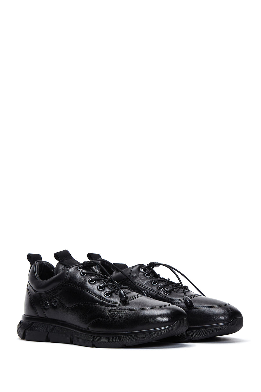 Men's Black Leather Casual Sneaker