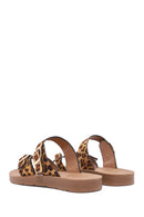 Women's Leopard Patterned Suede Flip Flops | Derimod