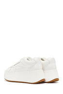 Woman White Thick-Soled Lace-Up Sneakers | Derimod