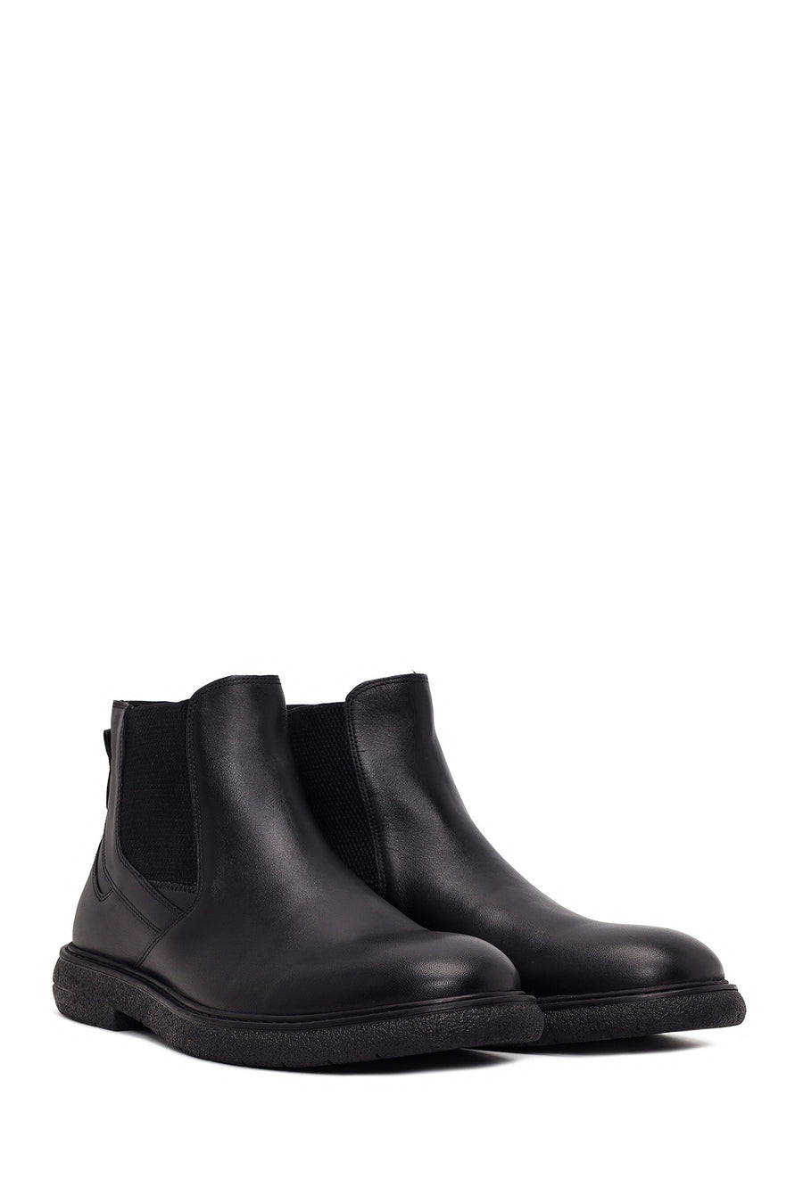Male Black Leather Casual Chelsea Boots