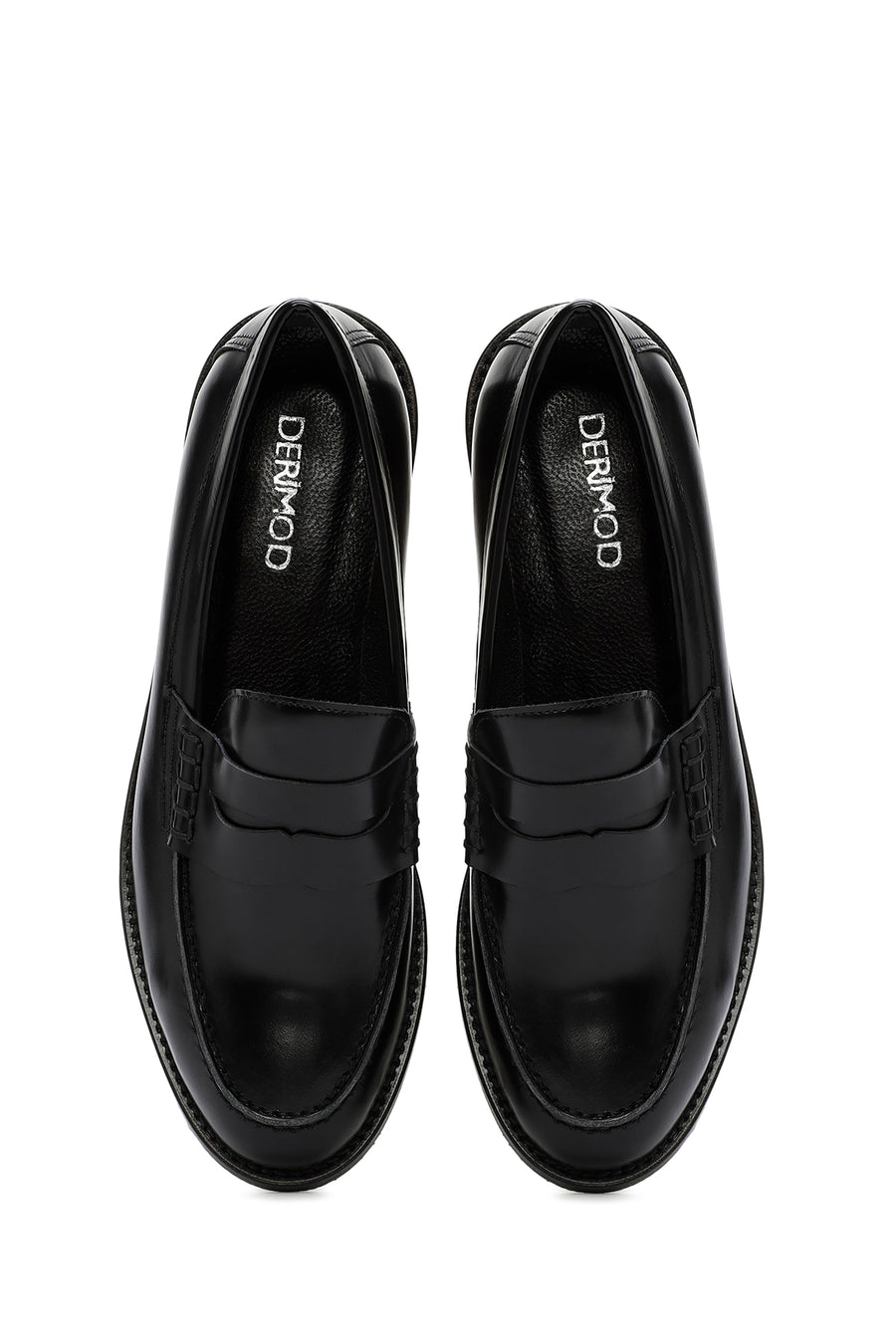 Women's Black Leather Masculine Loafer