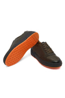 Erkek Haki Bağcıklı Deri Sneaker | Derimod