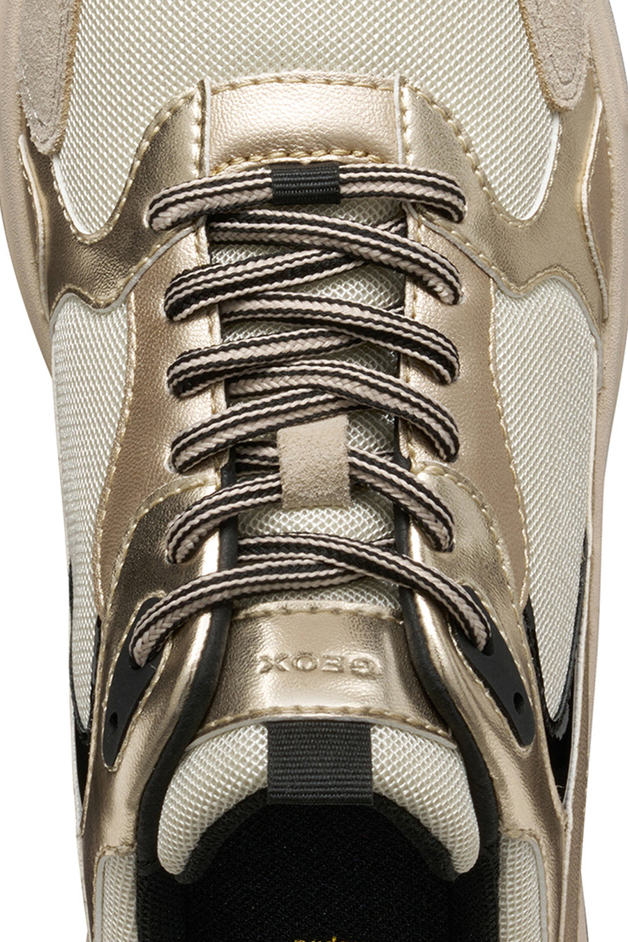 Geox Women Beige D Zarvıa A - Mesh+Pearl.Gbk Lace-Up Thick Sole Leather Sneaker