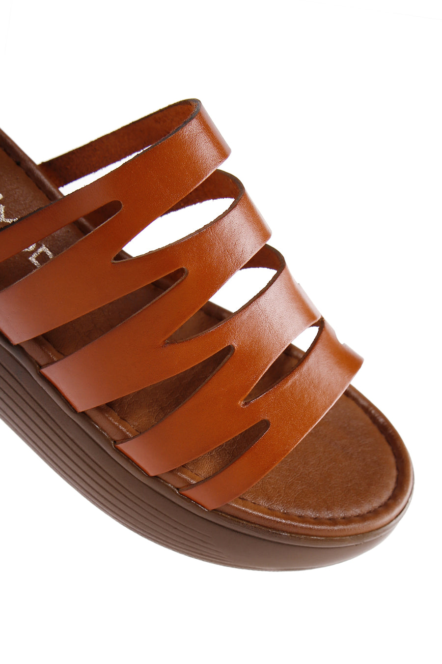 Women's Orange Leather Thick Soled Comfort Slippers