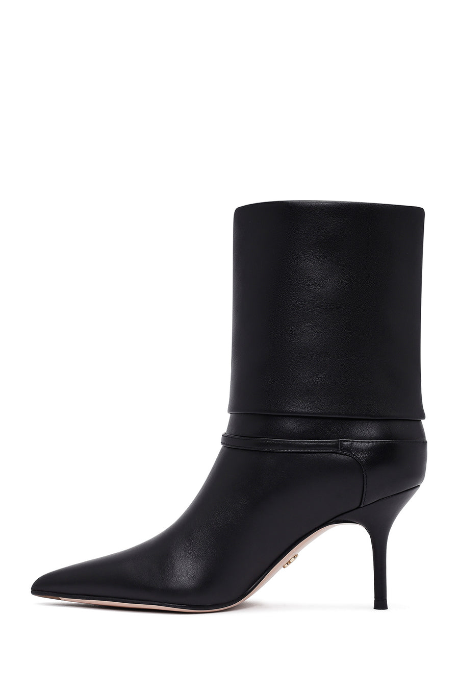 Women's Black Thin Heeled Leather Boot