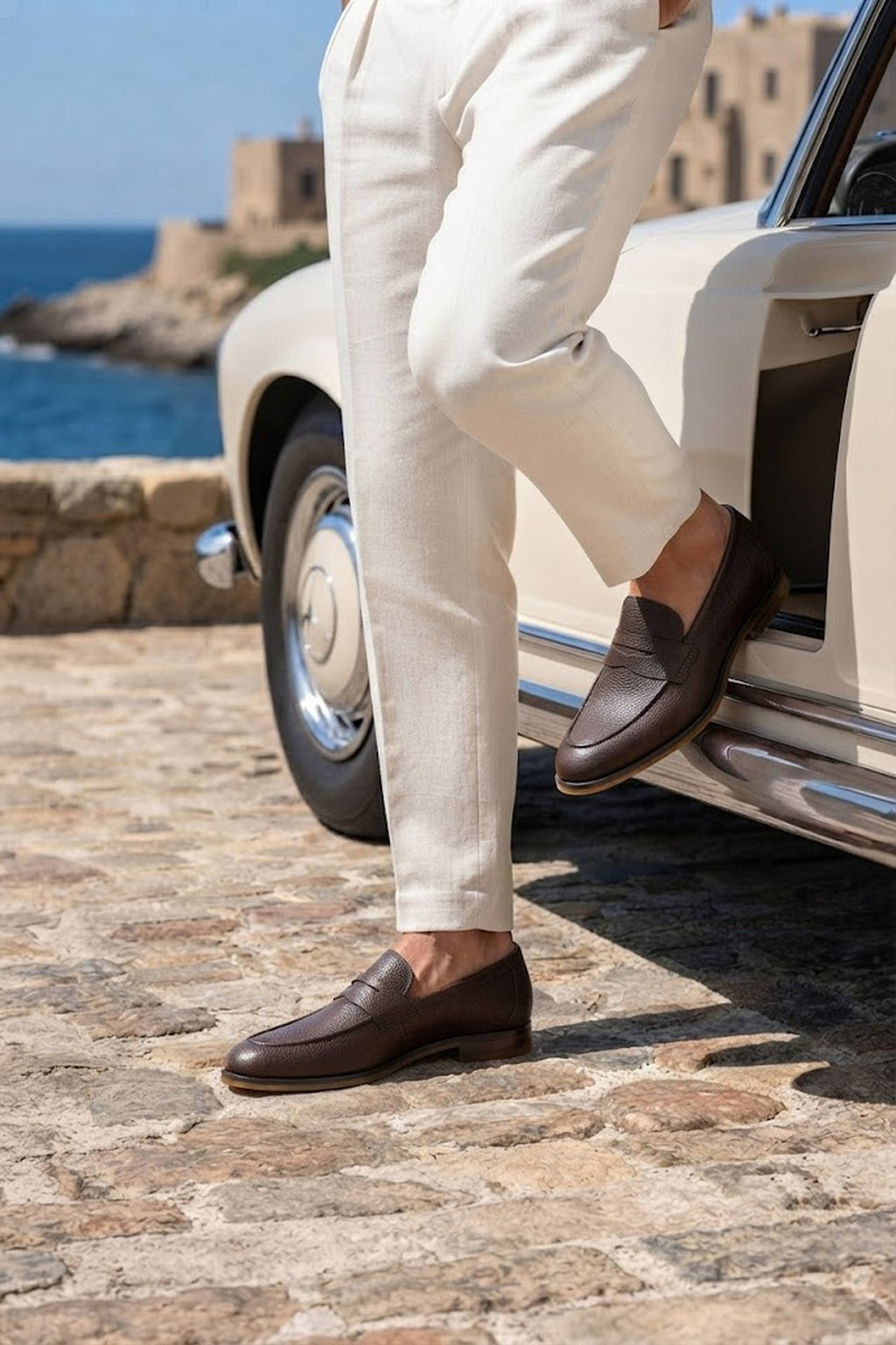 Erkek Kahverengi Deri Klasik Loafer