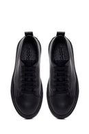 Male Black Lace-Up Thick-Soled Leather Sneaker | Derimod