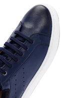 Men's Navy Blue Lace-Up Leather Sneaker | Derimod