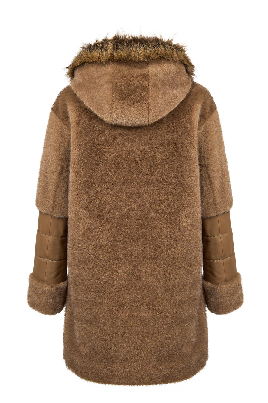 Virginia Women's Brown Hooded Long Teddy Coat