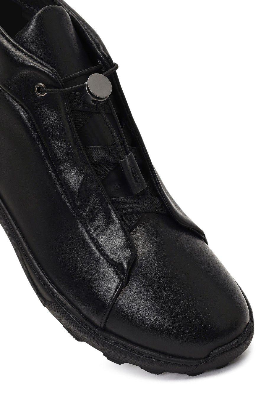 Men's Black Lace-Up Thick-Soled Leather Casual Boot