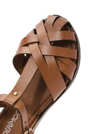 Women's Tan Leather Ankle Strap Bodrum Sandals | Derimod