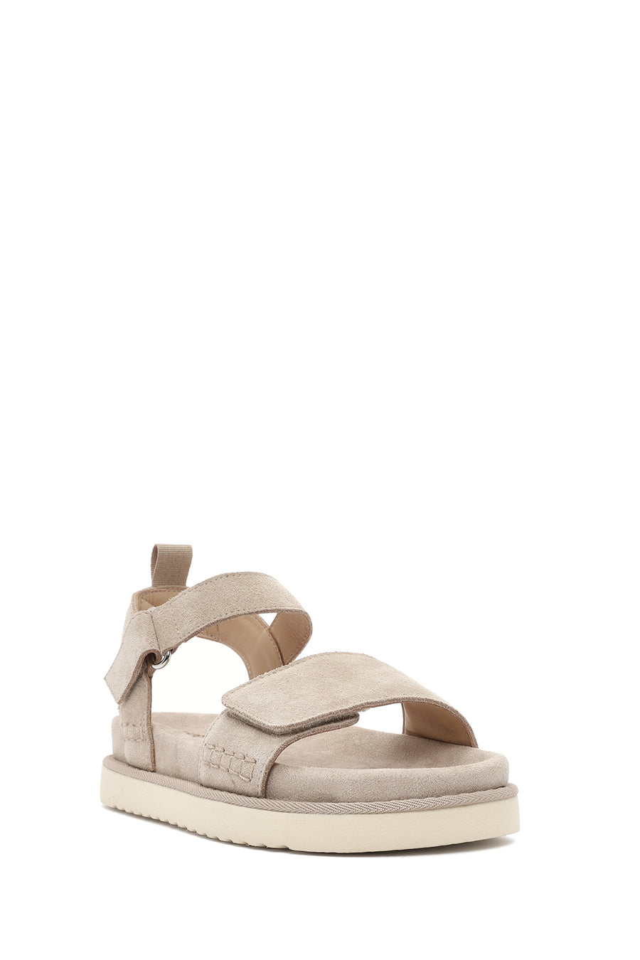 Women's Cream Strappy Thick Soled Suede Leather Sandals
