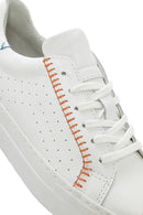 Women's White Lace-Up Leather Sneaker | Derimod