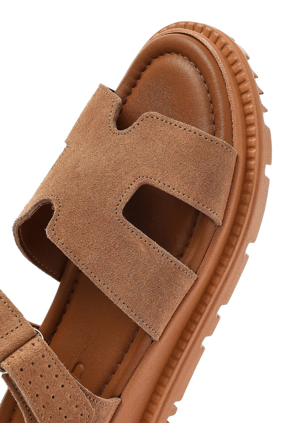 Women's Powder Strappy Thick Soled Suede Leather Comfort Sandals