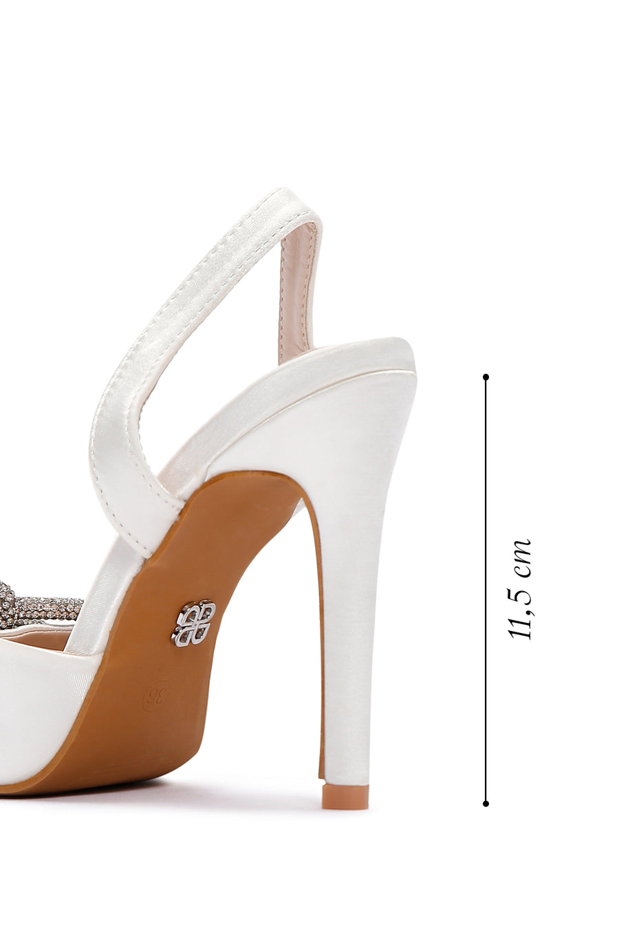 Women's White Stone Open Back Thin Heeled Suede Stiletto