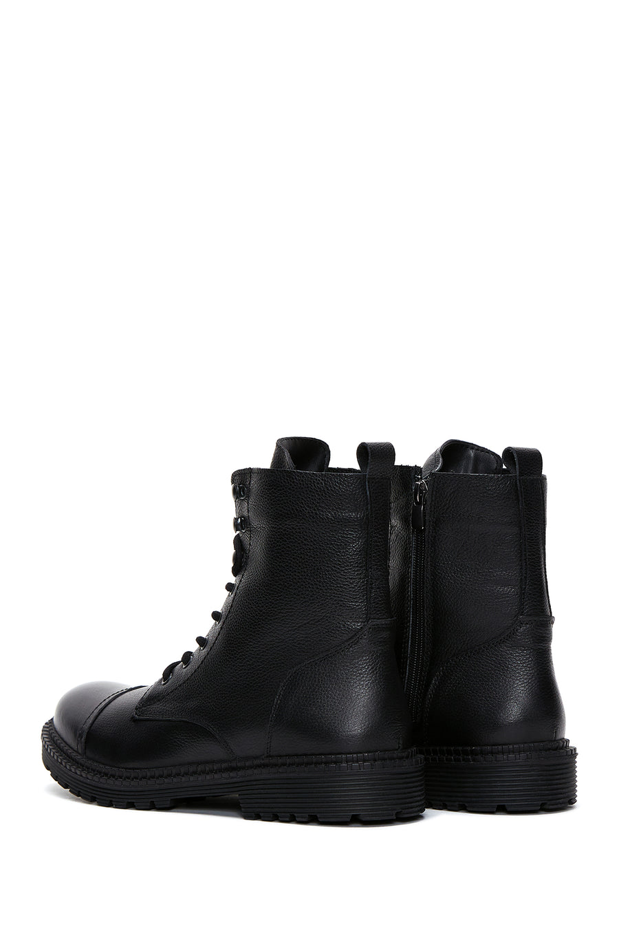 Men's Black Leather Zippered Boots