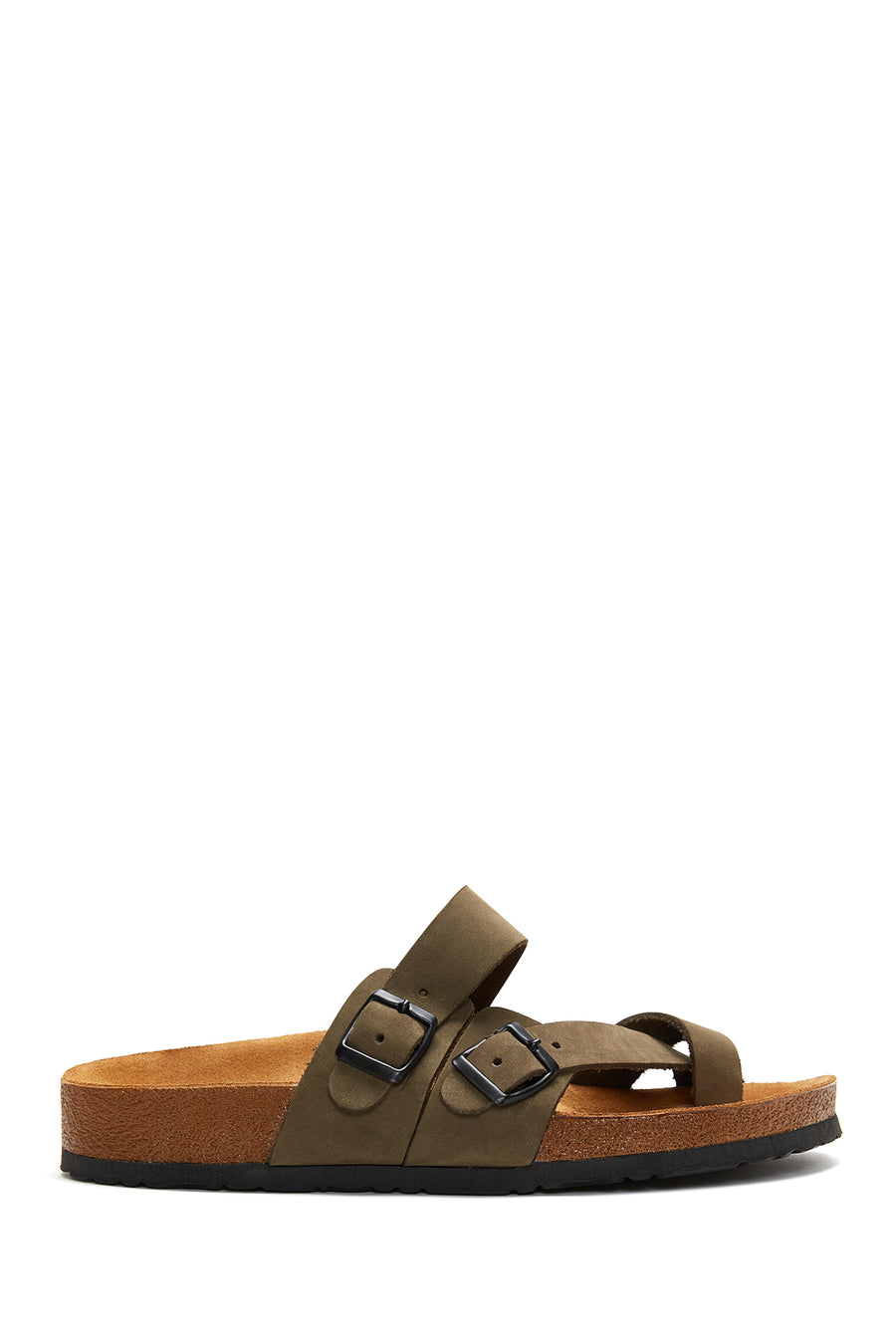 Men's Leather Double Buckle Slippers 22SFD673110 | Derimod