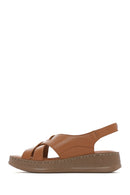 Women's Brown Thick Soled Leather Comfort Sandals | Derimod