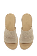 Woman Beige Thick-Soled Patterned Comfort Slippers | Derimod