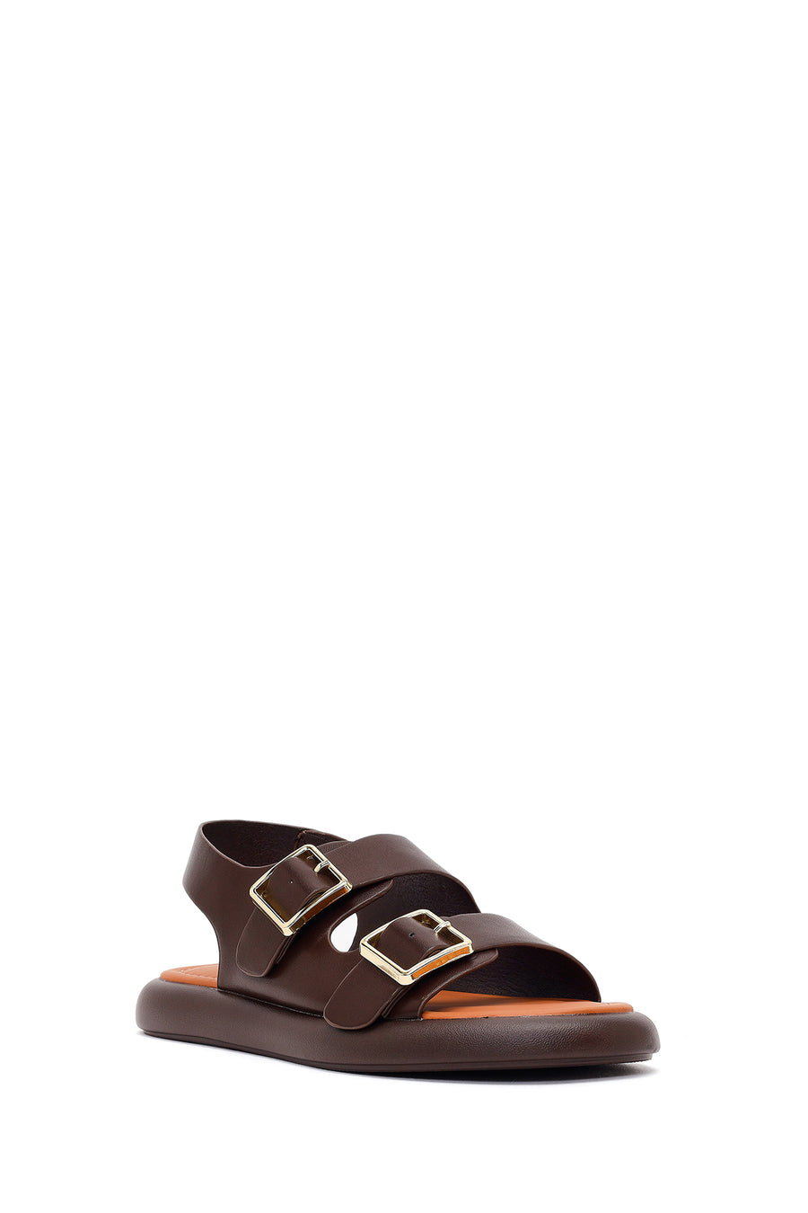 Women's Brown Double Buckle Sandals