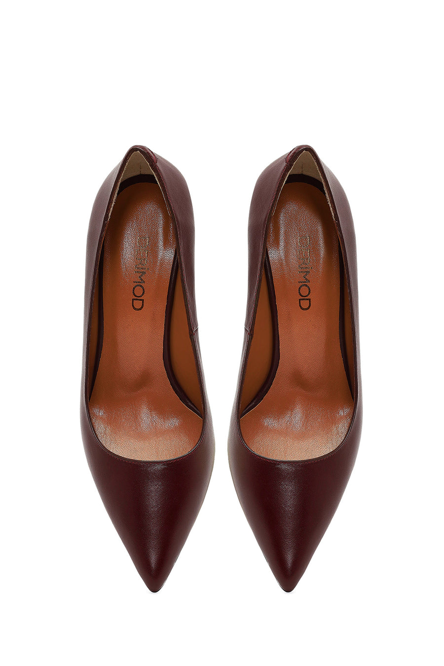 Women's Burgundy Thin Heeled Leather Stiletto
