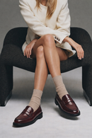 Women's Burgundy Leather Masculine Loafer | Derimod